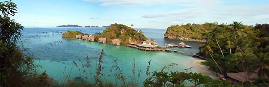 Panoramic View of Misool Eco Resort - Raja Ampat, West Papua, Indonesia.